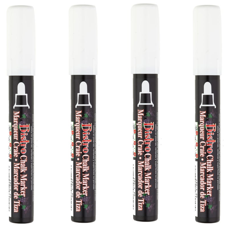 Marvy Uchida UCHIDA 4 White Broad Tip Bistro Chalk Marker - Image 4
